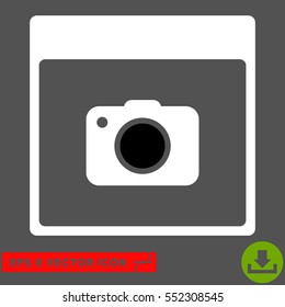 Photo Camera Calendar Page icon. Vector EPS illustration style is flat iconic bicolor symbol, black and white colors.