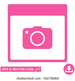 Photo Camera Calendar Page icon. Vector EPS illustration style is flat iconic symbol, pink color.