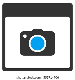 Photo Camera Calendar Page vector toolbar icon. Style is bicolor flat icon symbol, blue and gray colors, white background.