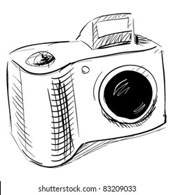 Photo camera cartoon sketch vector illustration