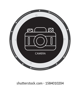 Photo Camera Circle line Icon flat design