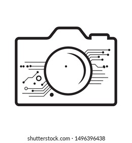 photo camera with circuit board, vector