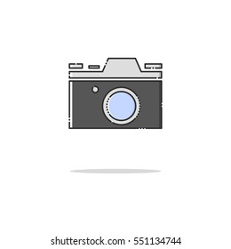 Photo camera color thin doted line icon. Mbe minimalism style