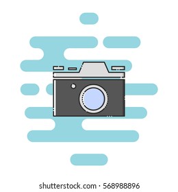 Photo camera color thin doted line icon. Mbe minimalism style