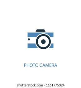 Photo camera concept 2 colored icon. Simple blue element illustration. Photo camera concept symbol design from Camping set. Can be used for web and mobile UI/UX