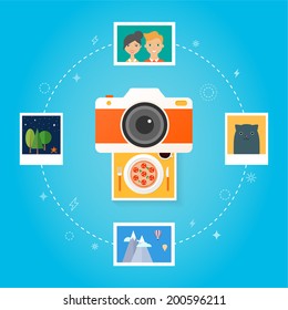 Photo camera concept Flat design style modern vector illustration 