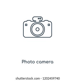 Photo camera concept line icon. Linear Photo camera concept outline symbol design. This simple element illustration can be used for web and mobile UI/UX.