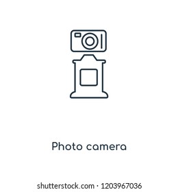 Photo camera concept line icon. Linear Photo camera concept outline symbol design. This simple element illustration can be used for web and mobile UI/UX.