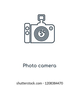Photo camera concept line icon. Linear Photo camera concept outline symbol design. This simple element illustration can be used for web and mobile UI/UX.