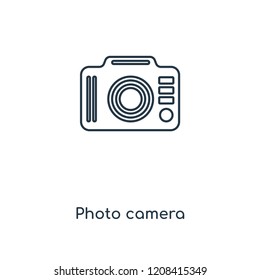 Photo camera concept line icon. Linear Photo camera concept outline symbol design. This simple element illustration can be used for web and mobile UI/UX.