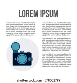 Photo camera concept, simple conceptual logo design with place for your text. Vector illustration.