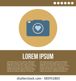 Photo camera concept, simple conceptual logo design with place for your text. Vector illustration.