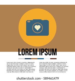 Photo camera concept, simple conceptual logo design with place for your text. Vector illustration.