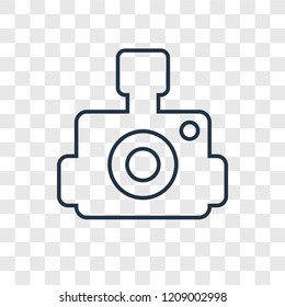 Photo camera concept vector linear icon isolated on transparent background, Photo camera concept transparency concept in outline style