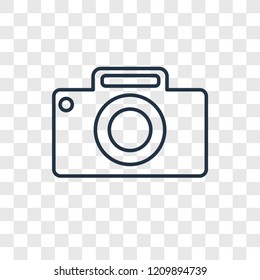 Photo camera concept vector linear icon isolated on transparent background, Photo camera concept transparency concept in outline style