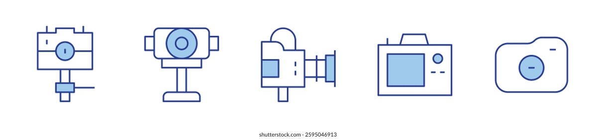 photo camera, digital, video camera. Camera Icon vector illustration. Line Duotone style. Editable stroke.