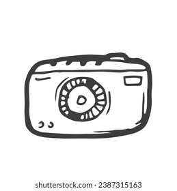 Photo camera doodle icon. Hand drawn sketch in vector