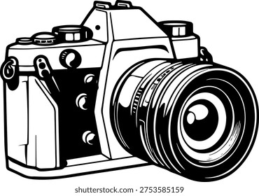 Photo camera doodle icon. Hand drawn sketch in vector