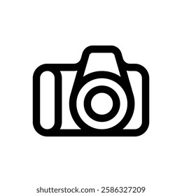 Photo camera. Editable stroke vector icon.