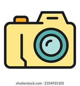 Photo camera editor icon outline vector. Data scale. Digital zoom color flat