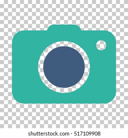 Photo Camera EPS vector pictogram. Illustration style is flat iconic bicolor cobalt and cyan symbol.