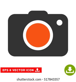 Photo Camera EPS vector pictograph. Illustration style is flat iconic bicolor orange and gray symbol on white background.