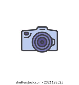 Photo camera filled outline icon, line vector sign, linear colorful pictogram isolated on white. Symbol, logo illustration. Vector graphics