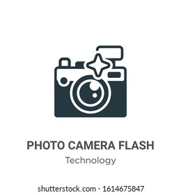 Photo camera flash glyph icon vector on white background. Flat vector photo camera flash icon symbol sign from modern technology collection for mobile concept and web apps design.