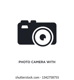 photo camera with flash isolated icon. simple element illustration from electronic stuff fill concept icons. 