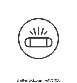 Photo camera flash light line icon, outline vector sign, linear style pictogram isolated on white. Symbol, logo illustration. Editable stroke