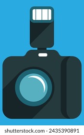 photo camera with flash vector illustration