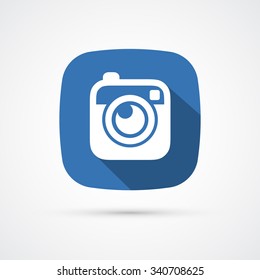 Photo or camera flat icon with long shadow. Vector