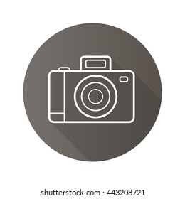 Photo camera flat linear long shadow icon. camera. Vector line symbol