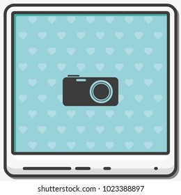 Photo camera flat vector icon.