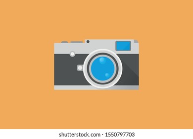 Photo camera flat  vector illustration. Camera frame vector template. Flat graphic design.