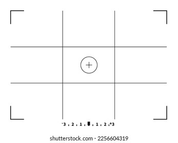 Photo camera focusing frame viewfinder template. Modern digital display grid screen. Vector illustration at light background.