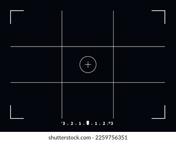 Photo camera focusing frame viewfinder template. Modern digital display grid screen. Vector illustration.