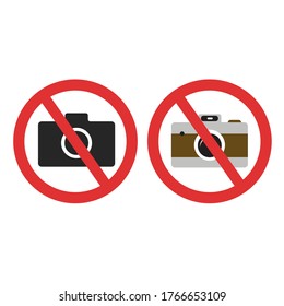 Photo camera forbidden. Banned camera crossed simple colored and black icon. Not allowed to take a photos sign
