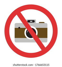 Photo camera forbidden. Banned camera crossed simple colorful icon. Not allowed to take a photos sign