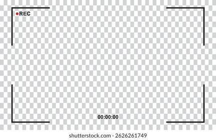 Photo camera frame viewfinder Video recording screen Modern focusing screen Vector illustration on black background