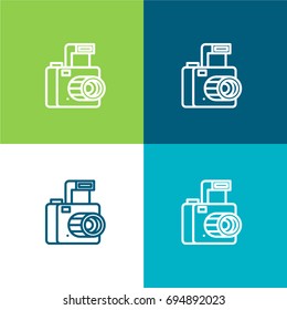 Photo camera green and blue material color minimal icon or logo design