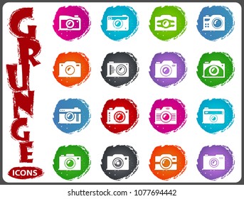 photo camera grunge icon set for web sites and user interface
