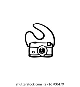 Handgezeichnete Vektorgrafik einer Fotokamera
