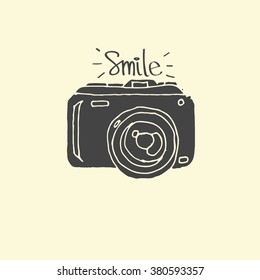 Photo Camera - hand-drawn doodles  vector - vector illustration