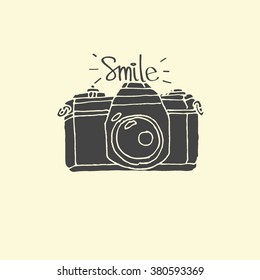 Photo Camera - hand-drawn doodles  vector - vector illustration