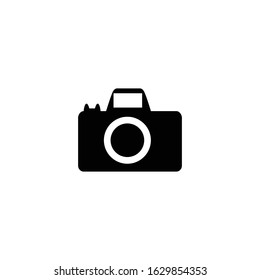 Photo camera icon. Attachment button. Logo design element