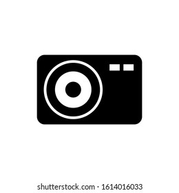 photo camera icon in black flat shape design on white background