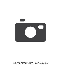 Photo camera icon in black on a white background. Vector illustration