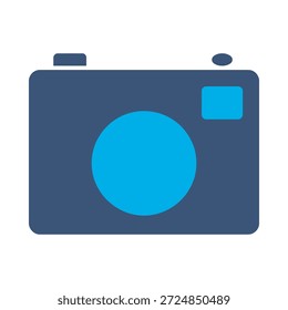 Ícone de câmera fotográfica azul vetor plano design fotografia símbolo dispositivo imagem fotografar lente imagem imagem elemento gráfico sinal
