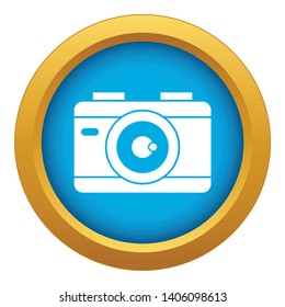 Photo camera icon blue vector isolated on white background for any design